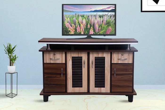 VIVDeal Asian Cream Window Stripes TV Unit